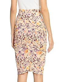Hozana Printed Silk-Blend Ruched Midi-Skirt