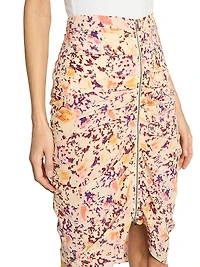 Hozana Printed Silk-Blend Ruched Midi-Skirt