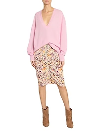 Hozana Printed Silk-Blend Ruched Midi-Skirt