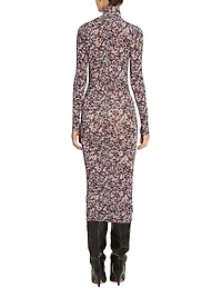 Vanessa Floral Jersey Turtleneck Dress