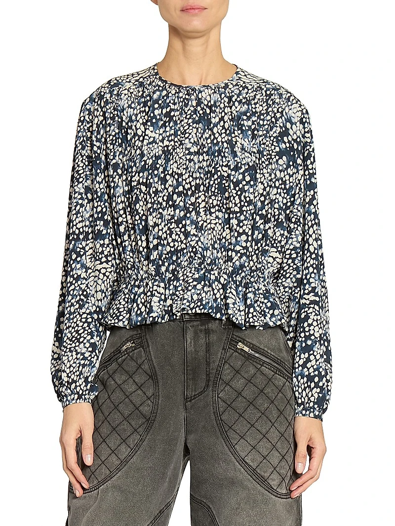 Gelina Printed Silk-Blend Blouse