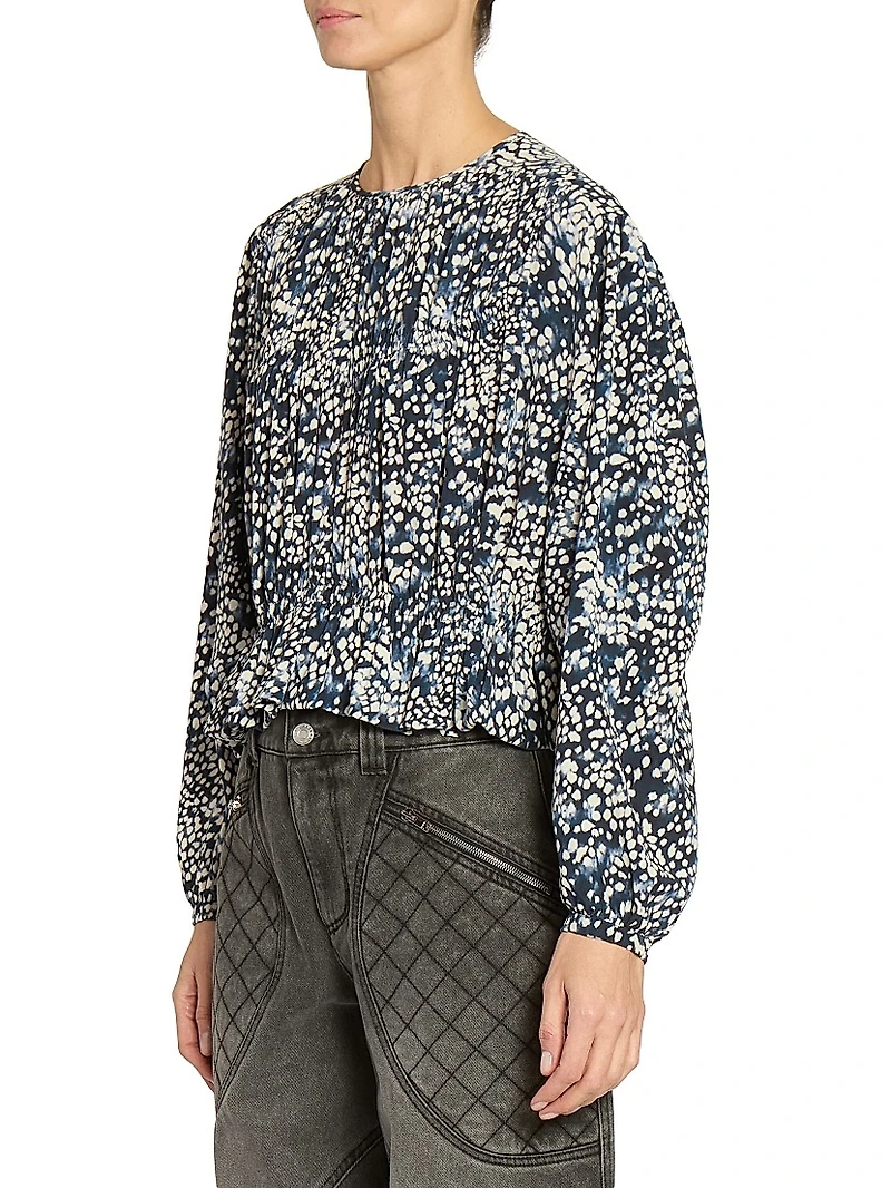 Gelina Printed Silk-Blend Blouse