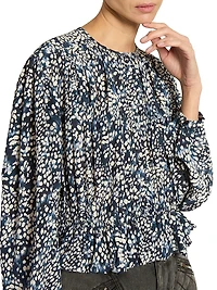 Gelina Printed Silk-Blend Blouse