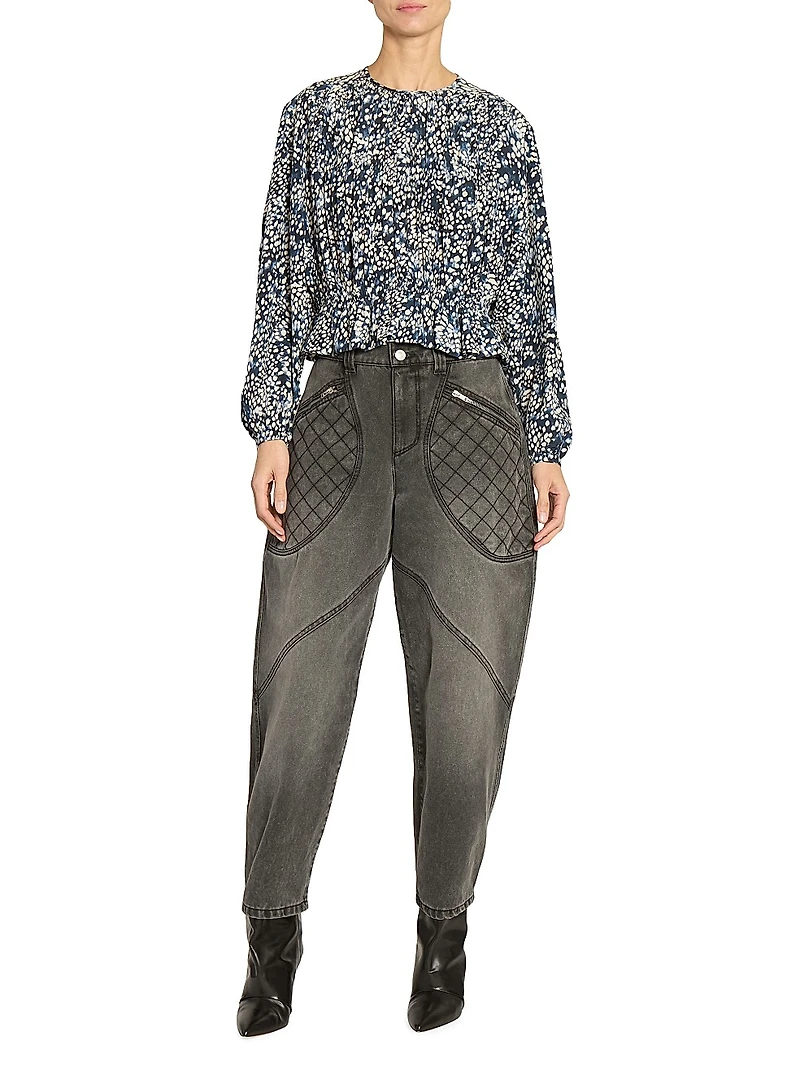 Gelina Printed Silk-Blend Blouse