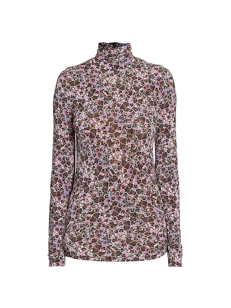 Joyela Floral Jersey Turtleneck Top