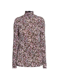 Joyela Floral Jersey Turtleneck Top