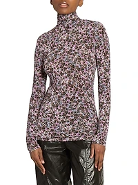 Joyela Floral Jersey Turtleneck Top