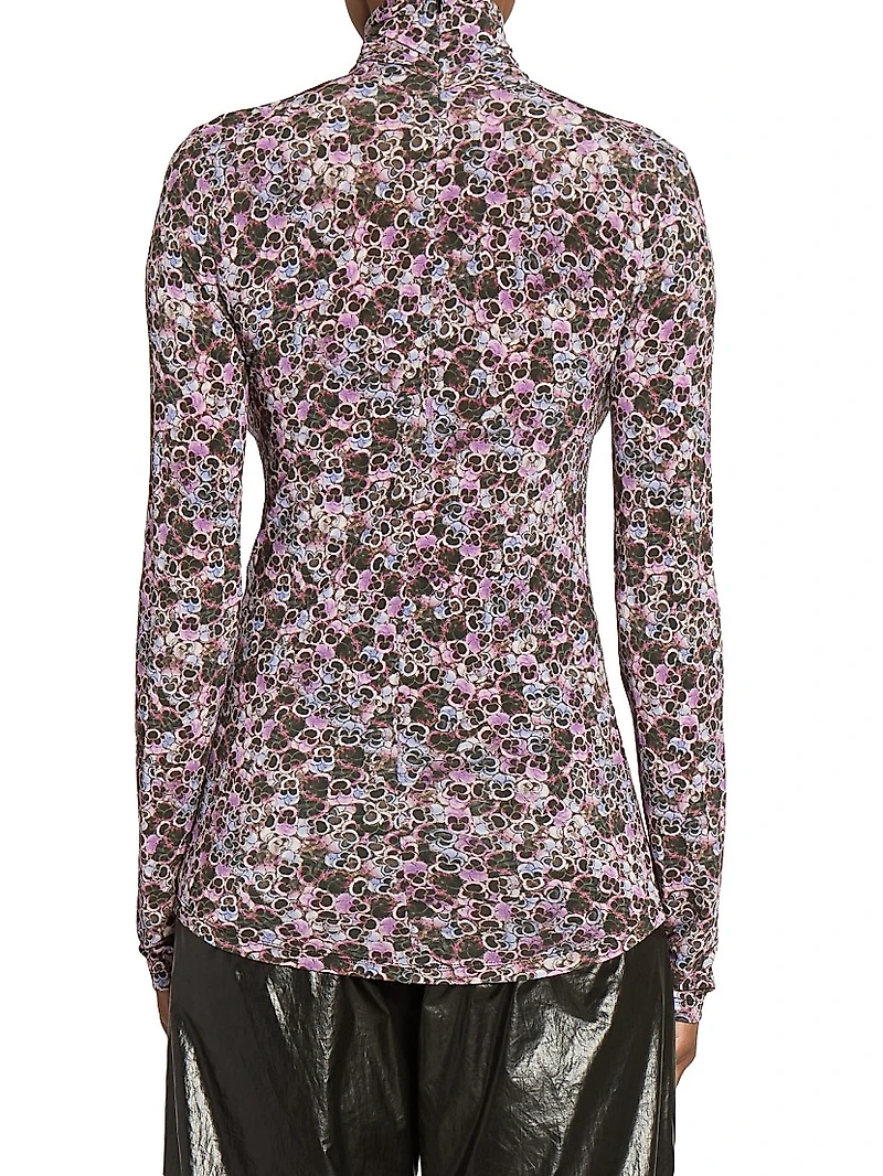Joyela Floral Jersey Turtleneck Top