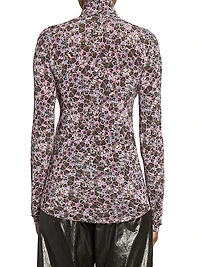 Joyela Floral Jersey Turtleneck Top