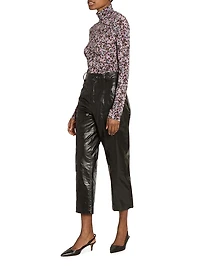 Joyela Floral Jersey Turtleneck Top