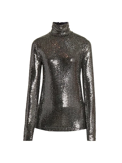 Joyela Sequin-Embellished Mock Turtleneck Top