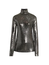 Joyela Sequin-Embellished Mock Turtleneck Top