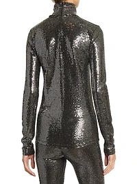 Joyela Sequin-Embellished Mock Turtleneck Top