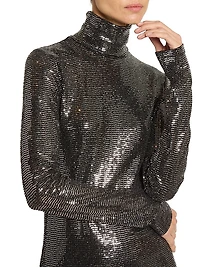 Joyela Sequin-Embellished Mock Turtleneck Top