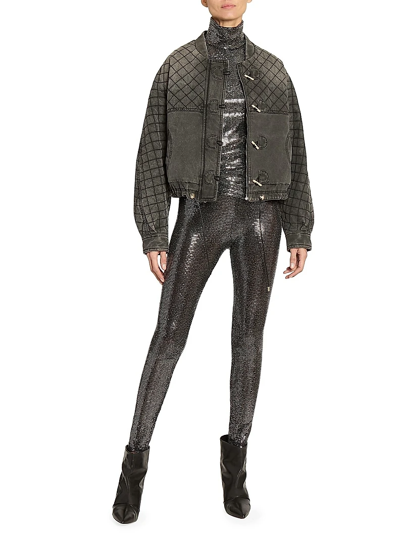 Joyela Sequin-Embellished Mock Turtleneck Top