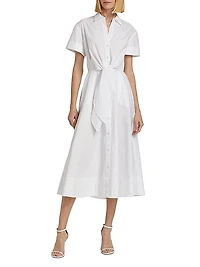 Asbury Cotton Poplin Tie-Waist Shirtdress