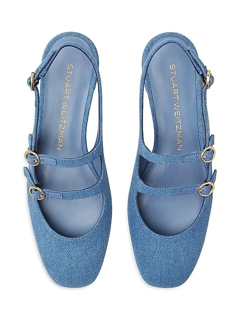 Benni Denim Mary Jane Slingback Flats