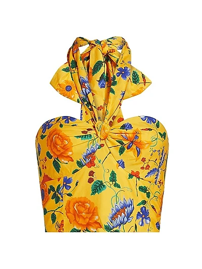 Piana Floral Cotton Halter Top