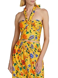 Piana Floral Cotton Halter Top