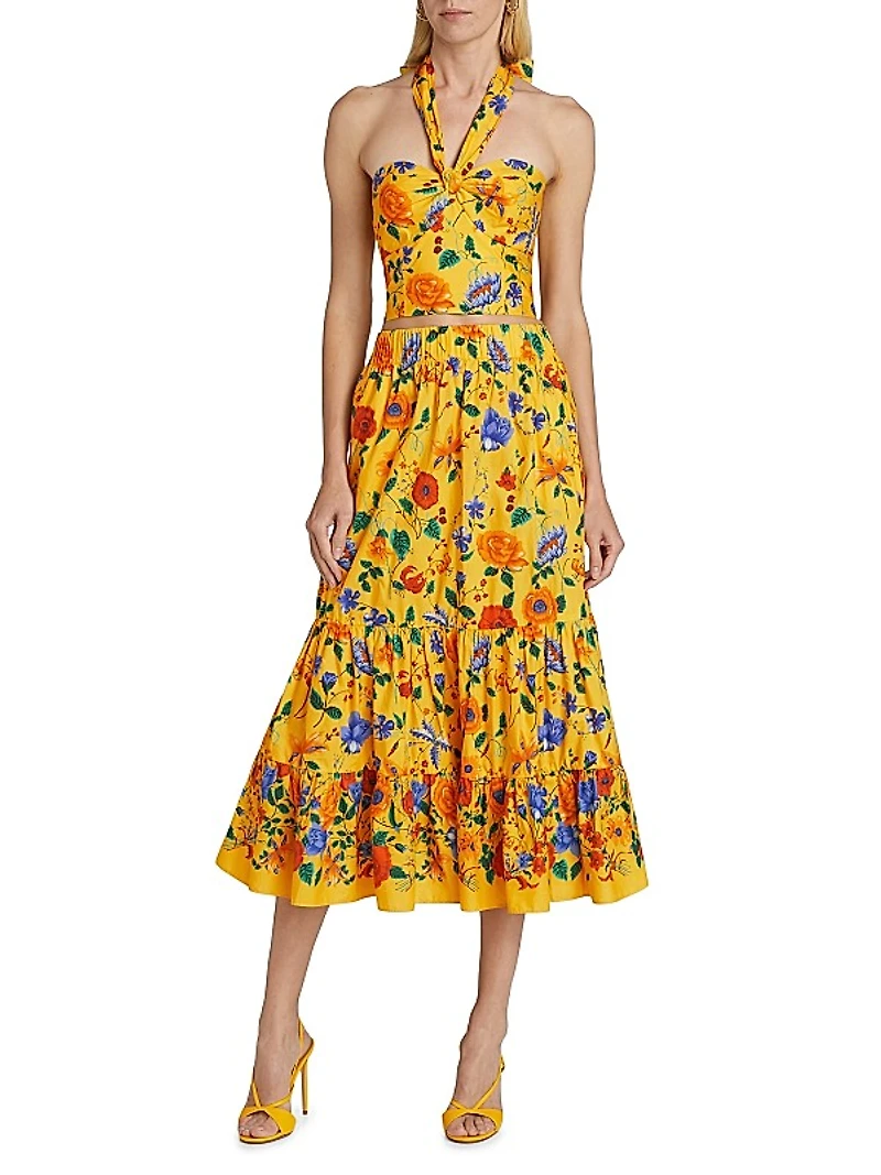 Piana Floral Cotton Halter Top