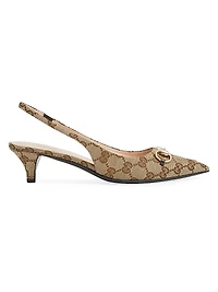 Erin 45MM GG Canvas Slingback Pumps