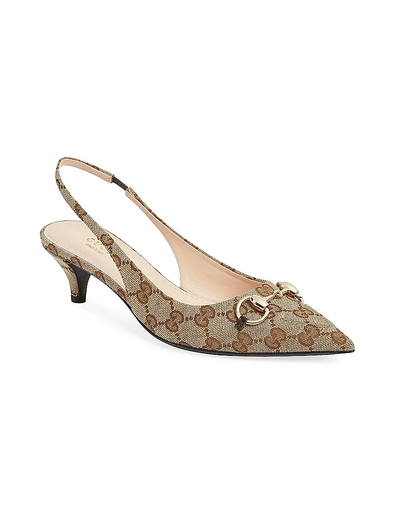 Erin 45MM GG Canvas Slingback Pumps