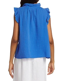 Bex Cotton Ruffle V-Neck Top