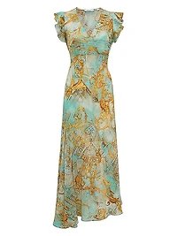 Leighton Baroque Silk-Blend Midi-Dress