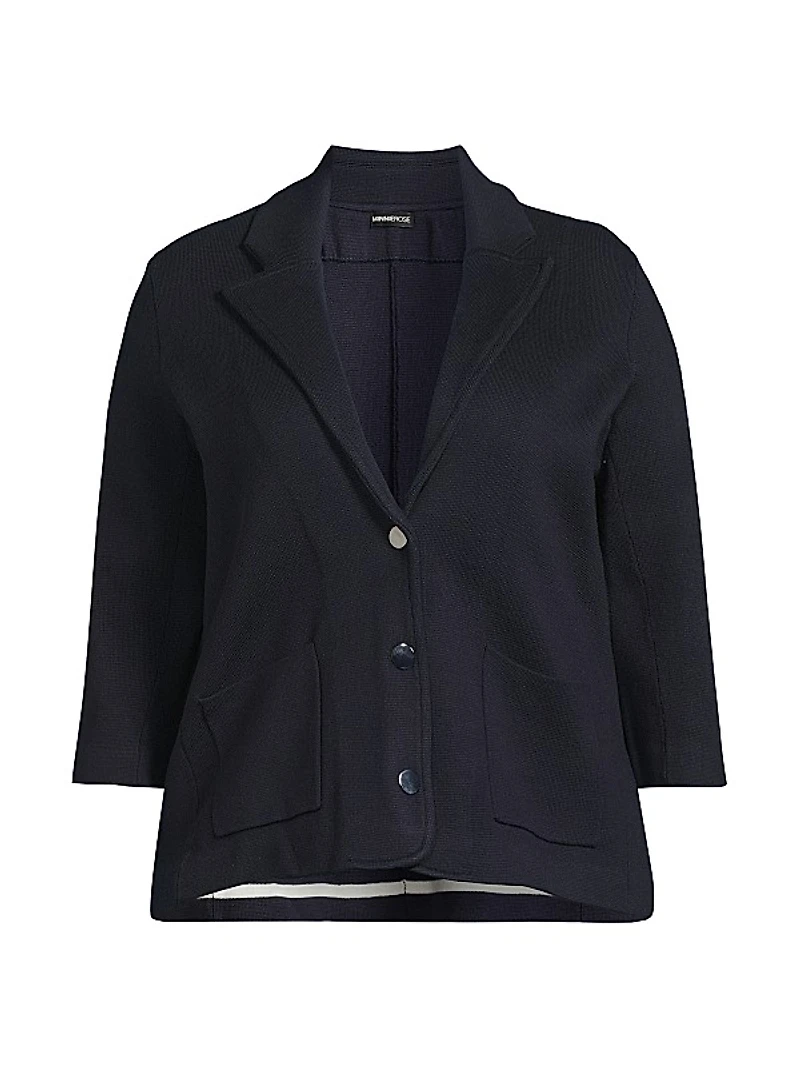Cotton-Blend Knit Single-Breasted Blazer
