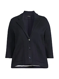 Cotton-Blend Knit Single-Breasted Blazer