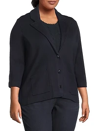 Cotton-Blend Knit Single-Breasted Blazer