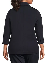 Cotton-Blend Knit Single-Breasted Blazer