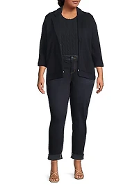 Cotton-Blend Knit Single-Breasted Blazer