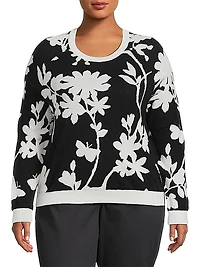 Floral Cotton-Blend Crewneck Sweater
