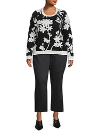Floral Cotton-Blend Crewneck Sweater