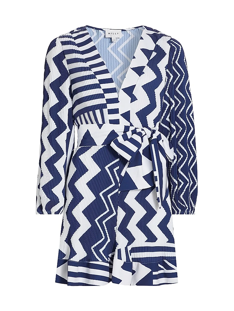 Liv Patchwork Chevron Pleated Dress
