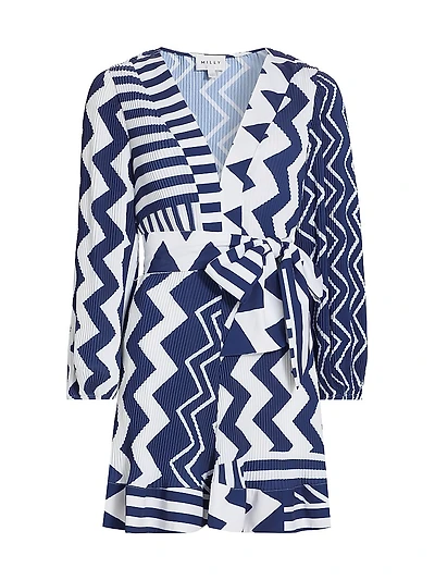 Liv Patchwork Chevron Pleated Dress