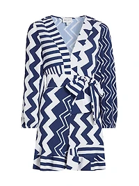 Liv Patchwork Chevron Pleated Dress
