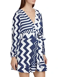 Liv Patchwork Chevron Pleated Dress