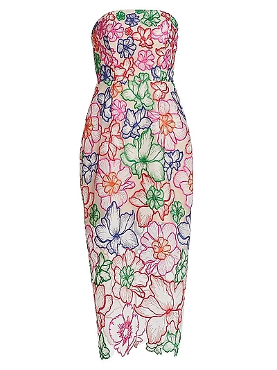 Cascading Floral Embroidered Dress