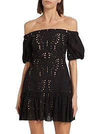 Butterfly Eyelet Off The Shoulder Dress