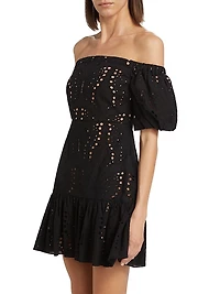 Butterfly Eyelet Off The Shoulder Dress
