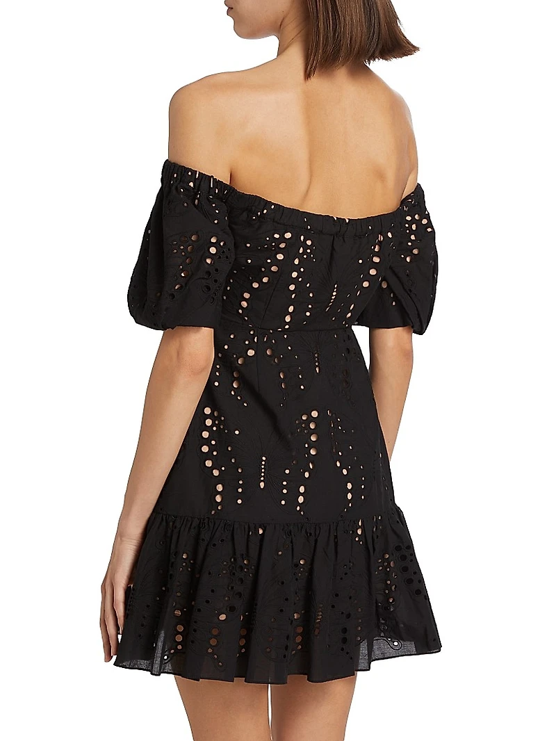 Butterfly Eyelet Off The Shoulder Dress