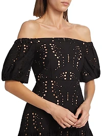 Butterfly Eyelet Off The Shoulder Dress