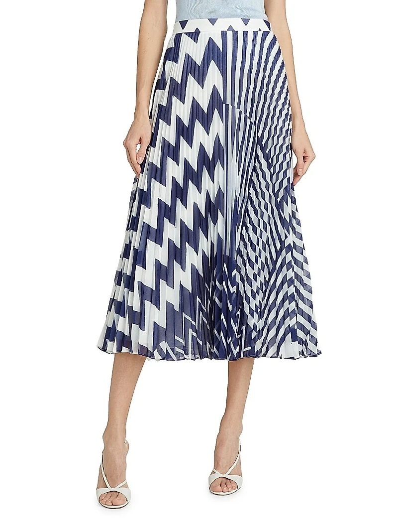 Otha Patchwork Chevron Pleated Maxi Skirt