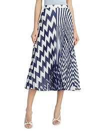 Otha Patchwork Chevron Pleated Maxi Skirt
