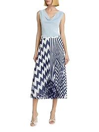 Otha Patchwork Chevron Pleated Maxi Skirt