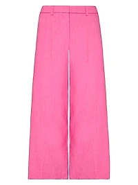 Linen-Blend Wide-Leg Crop Pants