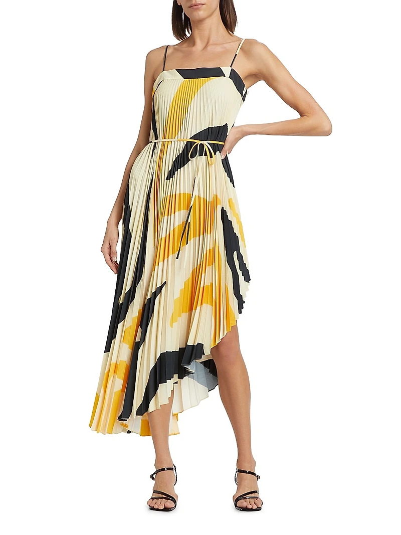 Irene Zebra Pleated Dress