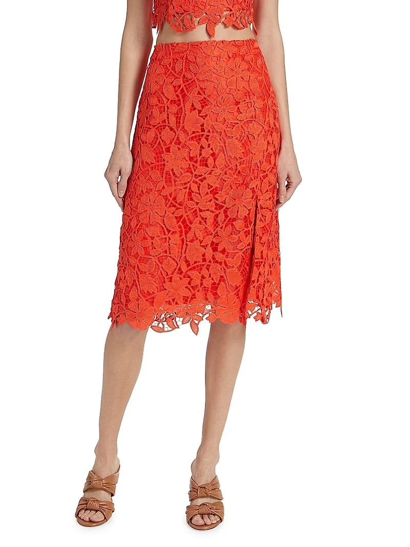 Carreen Floral Lace Slit Skirt